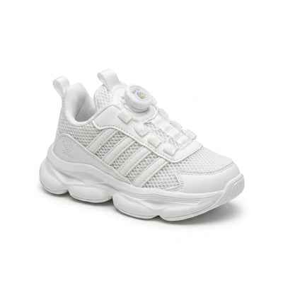 Kids Sneakers School with Adjustable Dial Laces Breathable Easy to wear dial closure alternative to laces 7582 White
