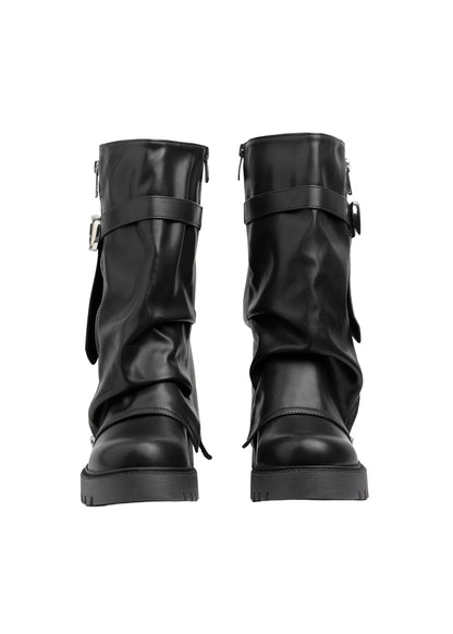 Dial Belt Heel Half Boots High Quality with Buckle Detail Woman 12500H027 Black