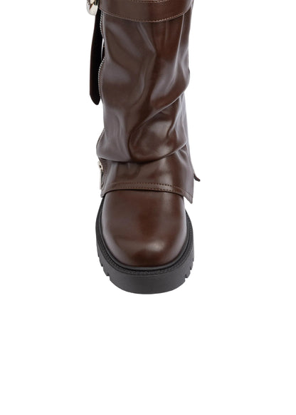 Dial Belt Heel Half Boots High Quality with Buckle Detail Woman 12500H027 Brown