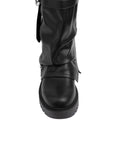 Dial Belt Heel Half Boots High Quality with Buckle Detail Woman 12500H027 Black - 7