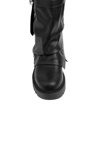 Dial Belt Heel Half Boots High Quality with Buckle Detail Woman 12500H027 Black