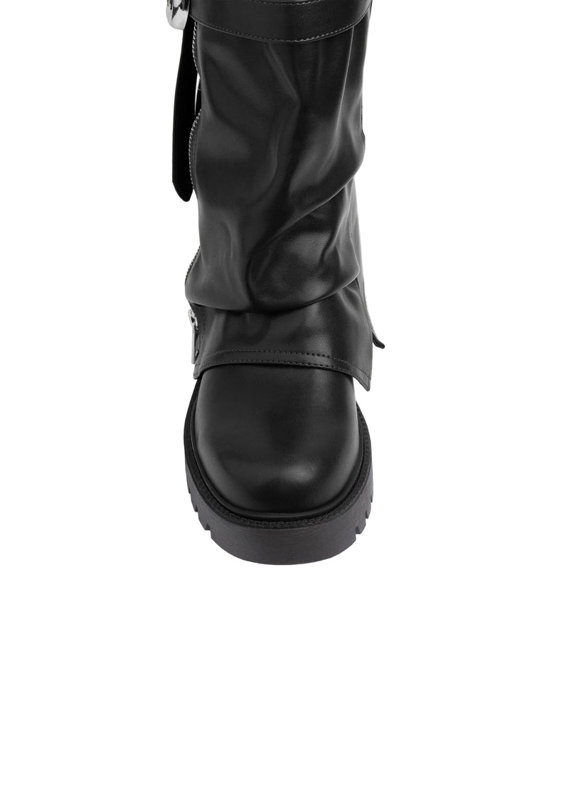 Dial Belt Heel Half Boots High Quality with Buckle Detail Woman 12500H027 Black - 7