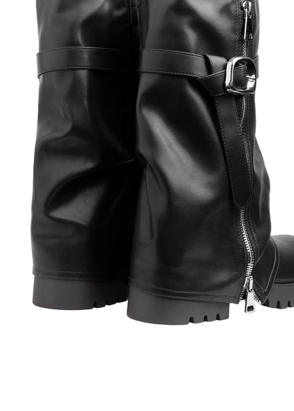 Dial Belt Heel Half Boots High Quality with Buckle Detail Woman 12500H027 Black