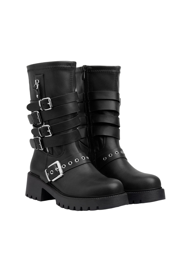 Atlas Buckle Combat Half Boots High Quality with Buckle Detail Woman 125000H07 Black - 4