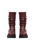 Atlas Buckle Combat Half Boots High Quality with Buckle Detail Woman 125000H07 Burgundy - 6