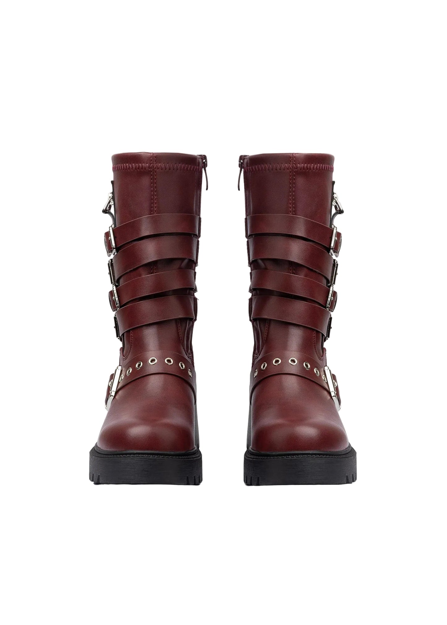 Atlas Buckle Combat Half Boots High Quality with Buckle Detail Woman 125000H07 Burgundy