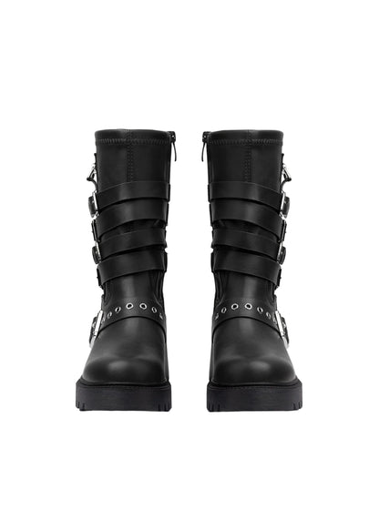 Atlas Buckle Combat Half Boots High Quality with Buckle Detail Woman 125000H07 Black