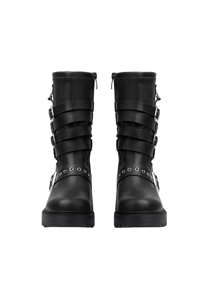 Atlas Buckle Combat Half Boots High Quality with Buckle Detail Woman 125000H07 Black - 6