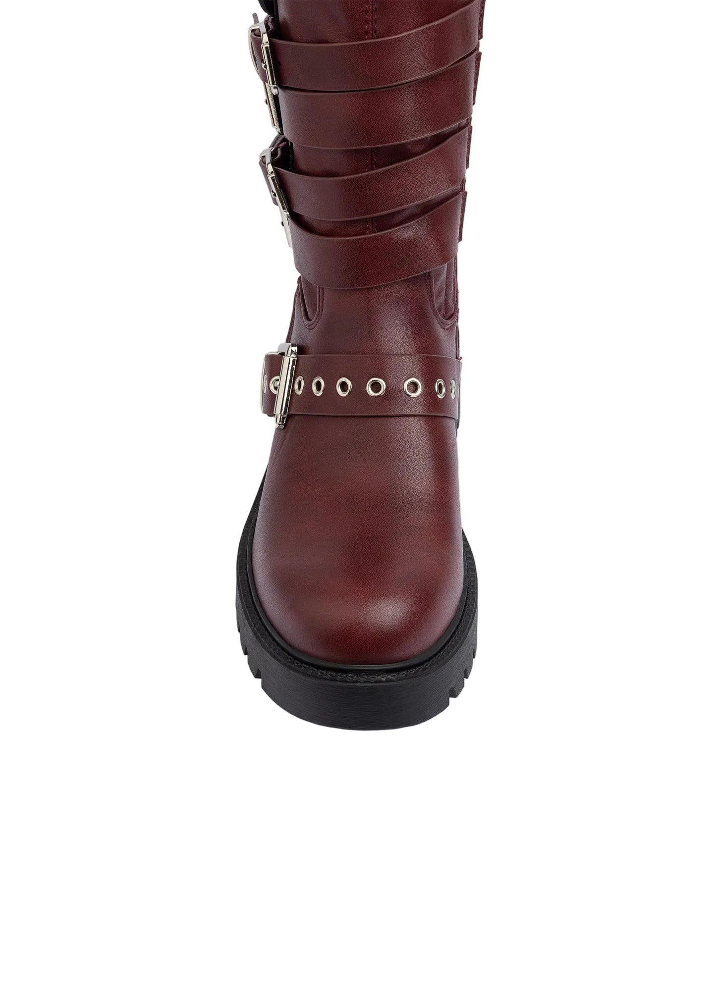 Atlas Buckle Combat Half Boots High Quality with Buckle Detail Woman 125000H07 Burgundy