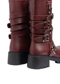 Atlas Buckle Combat Half Boots High Quality with Buckle Detail Woman 125000H07 Burgundy - 5