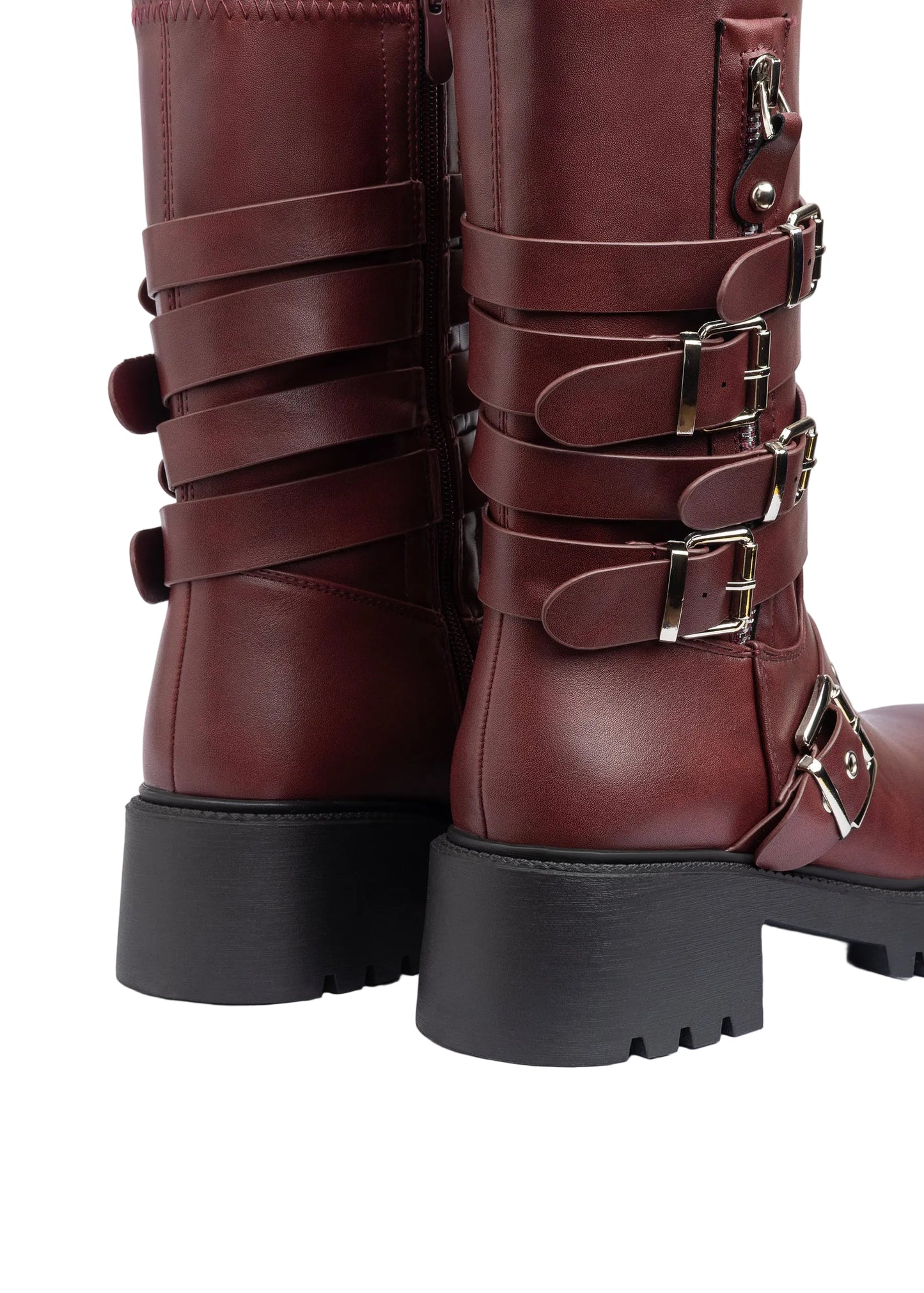 Atlas Buckle Combat Half Boots High Quality with Buckle Detail Woman 125000H07 Burgundy