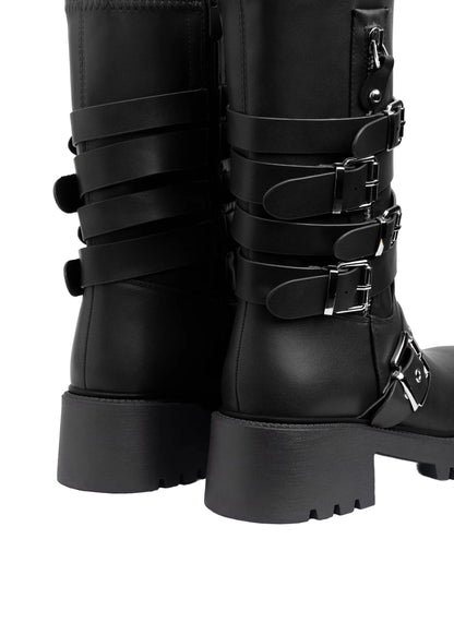 Atlas Buckle Combat Half Boots High Quality with Buckle Detail Woman 125000H07 Black