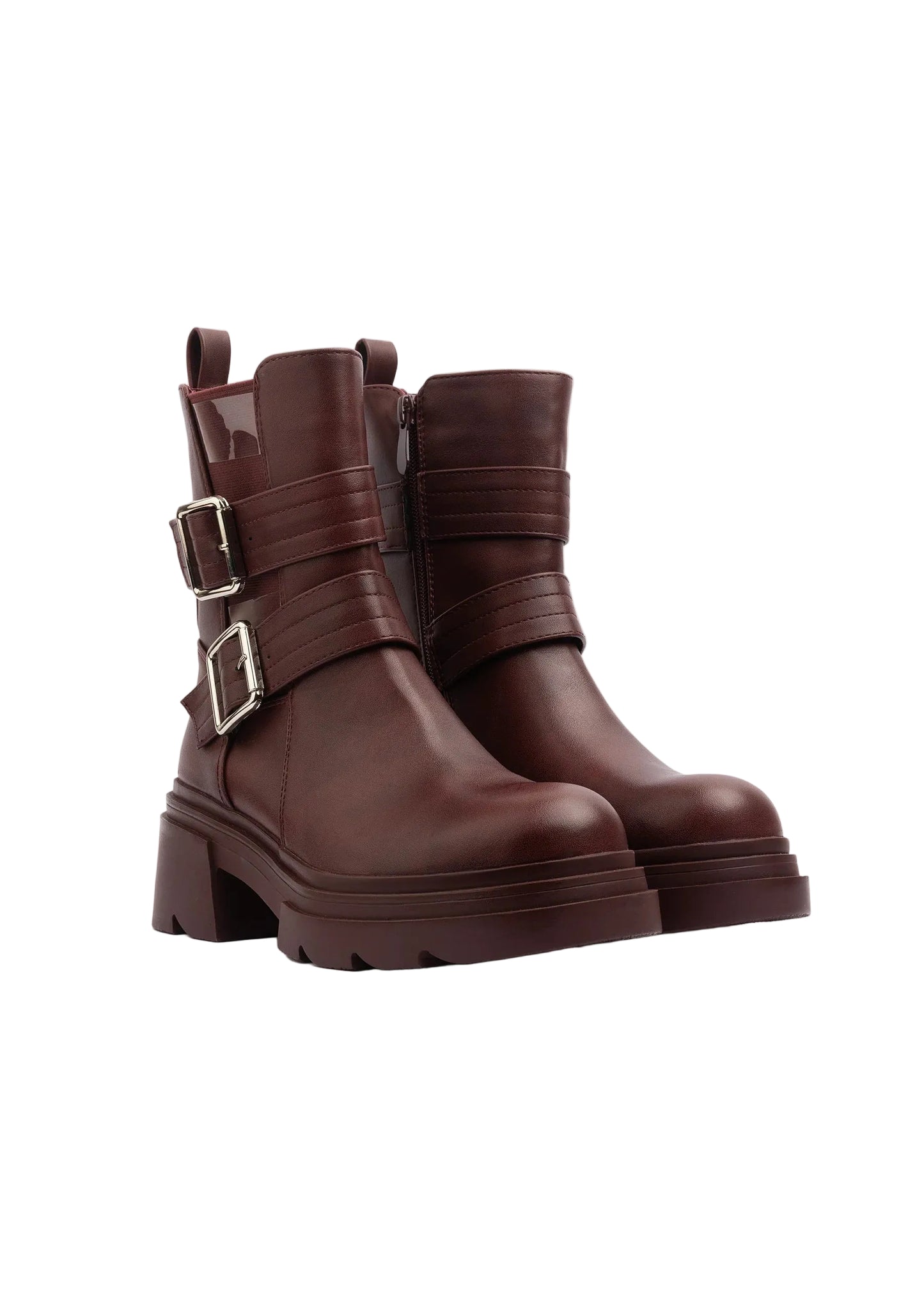 Atlas Buckle Combat Half Boots High Quality with Buckle Detail Woman 17726AH4 Maroon