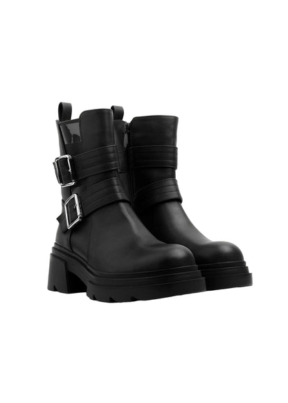 Atlas Buckle Combat Half Boots High Quality with Buckle Detail Woman 17726AH4 Black