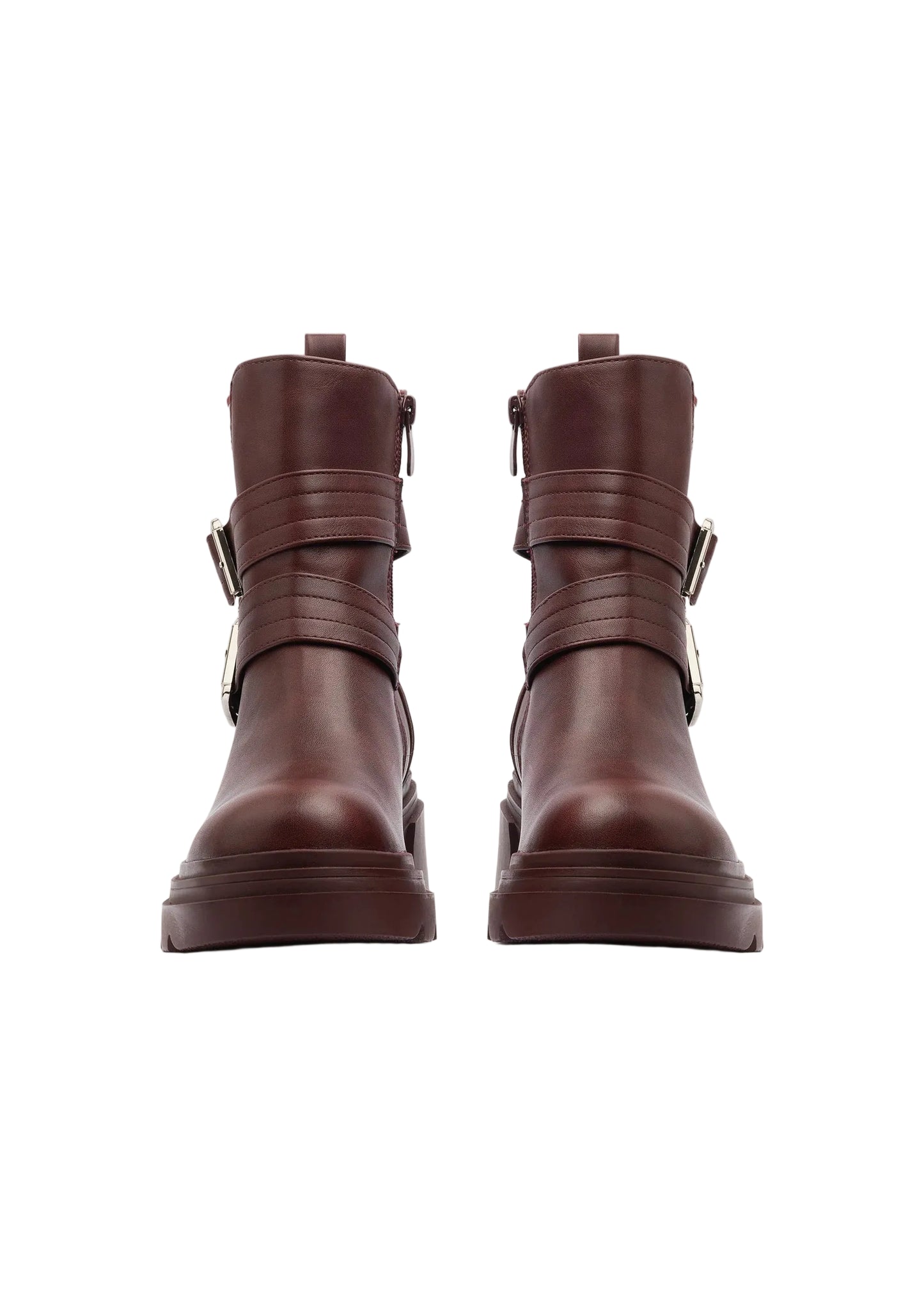 Atlas Buckle Combat Half Boots High Quality with Buckle Detail Woman 17726AH4 Maroon