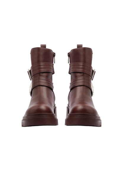 Atlas Buckle Combat Half Boots High Quality with Buckle Detail Woman 17726AH4 Maroon