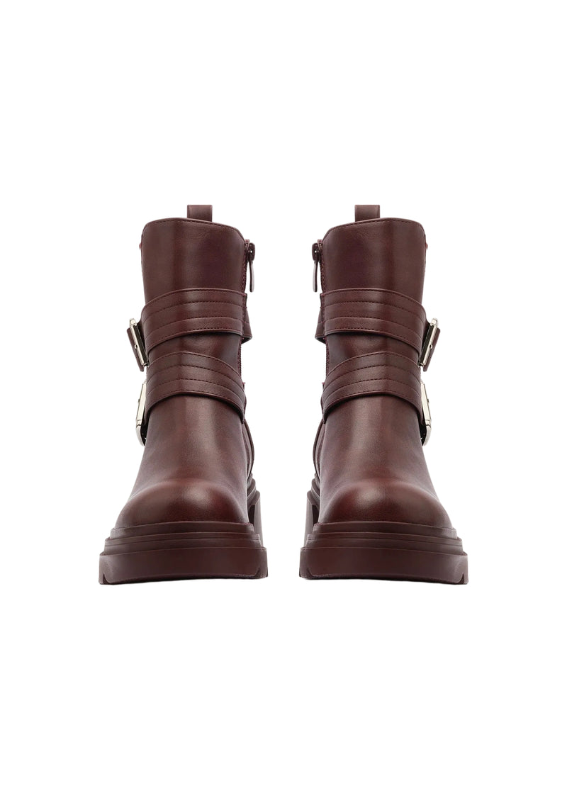 Atlas Buckle Combat Half Boots High Quality with Buckle Detail Woman 17726AH4 Maroon - 6