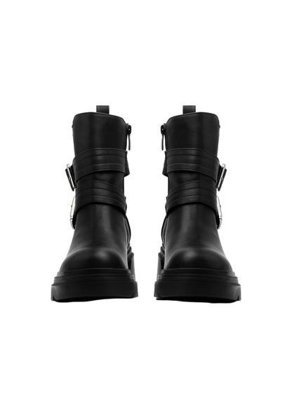 Atlas Buckle Combat Half Boots High Quality with Buckle Detail Woman 17726AH4 Black