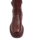 Atlas Buckle Combat Half Boots High Quality with Buckle Detail Woman 17726AH4 Maroon - 7