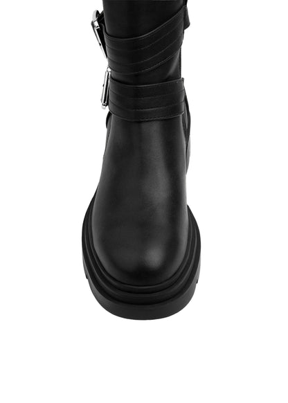 Atlas Buckle Combat Half Boots High Quality with Buckle Detail Woman 17726AH4 Black