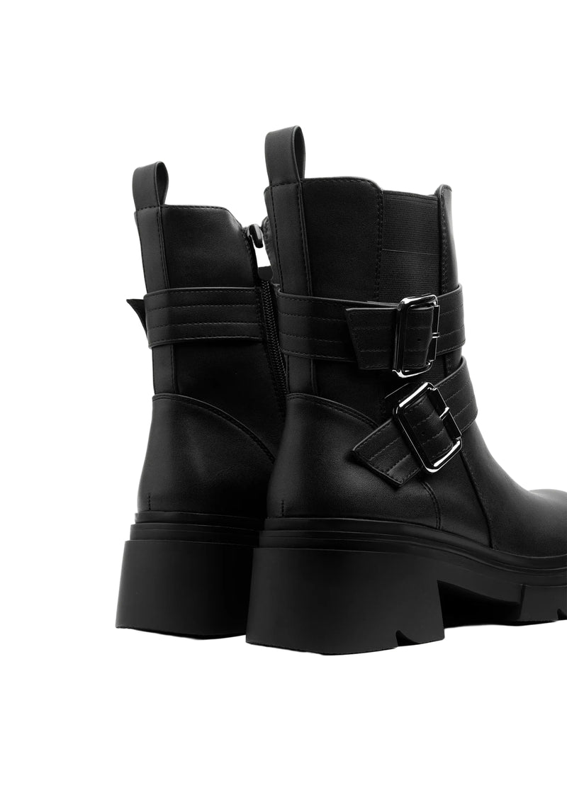 Atlas Buckle Combat Half Boots High Quality with Buckle Detail Woman 17726AH4 Black - 5
