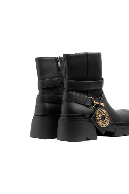 Orion Ringed Heeled Half Boots High Quality with Buckle Detail Woman 17726AH6 Black