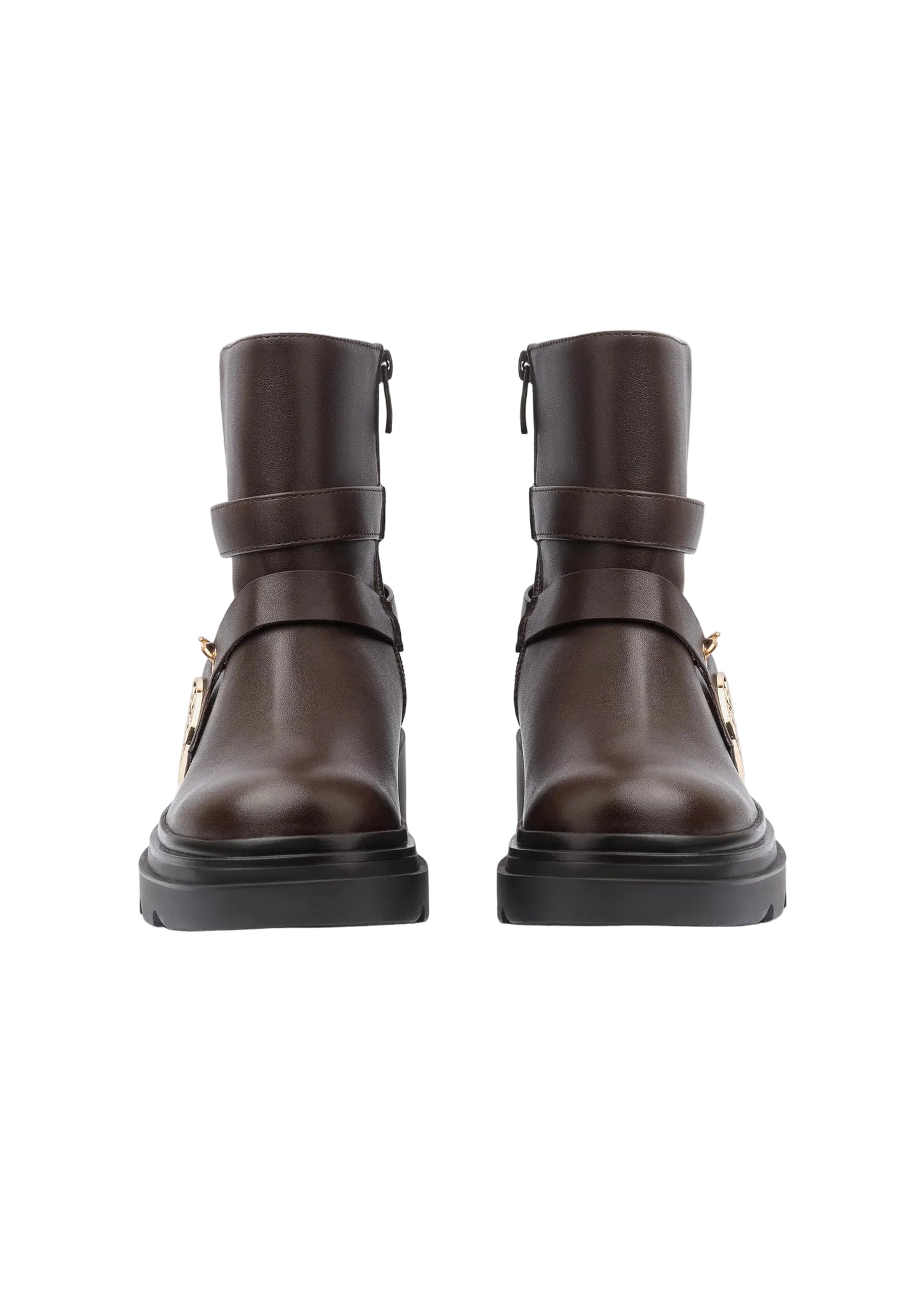 Orion Ringed Heeled Half Boots High Quality with Buckle Detail Woman 17726AH6 Coffee