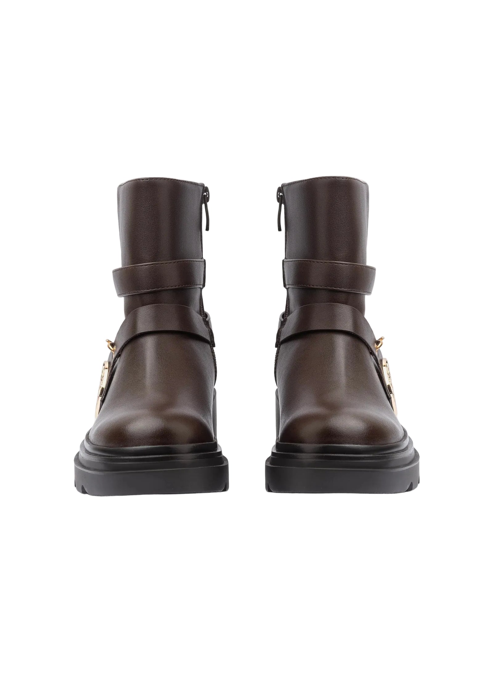 Orion Ringed Heeled Half Boots High Quality with Buckle Detail Woman 17726AH6 Coffee - 5