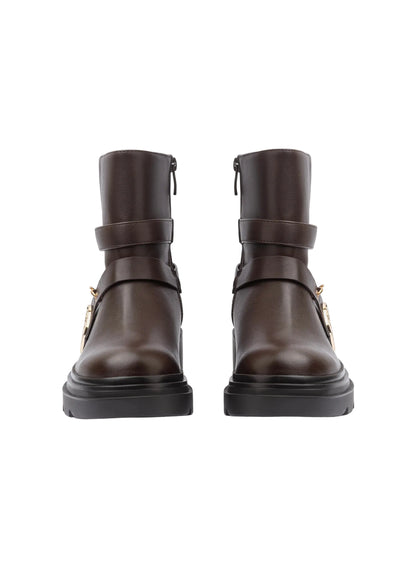 Orion Ringed Heeled Half Boots High Quality with Buckle Detail Woman 17726AH6 Coffee