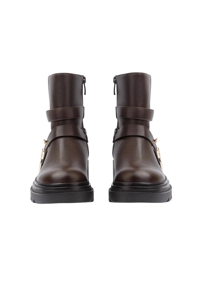 Orion Ringed Heeled Half Boots High Quality with Buckle Detail Woman 17726AH6 Coffee - 5