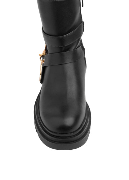 Orion Ringed Heeled Half Boots High Quality with Buckle Detail Woman 17726AH6 Black