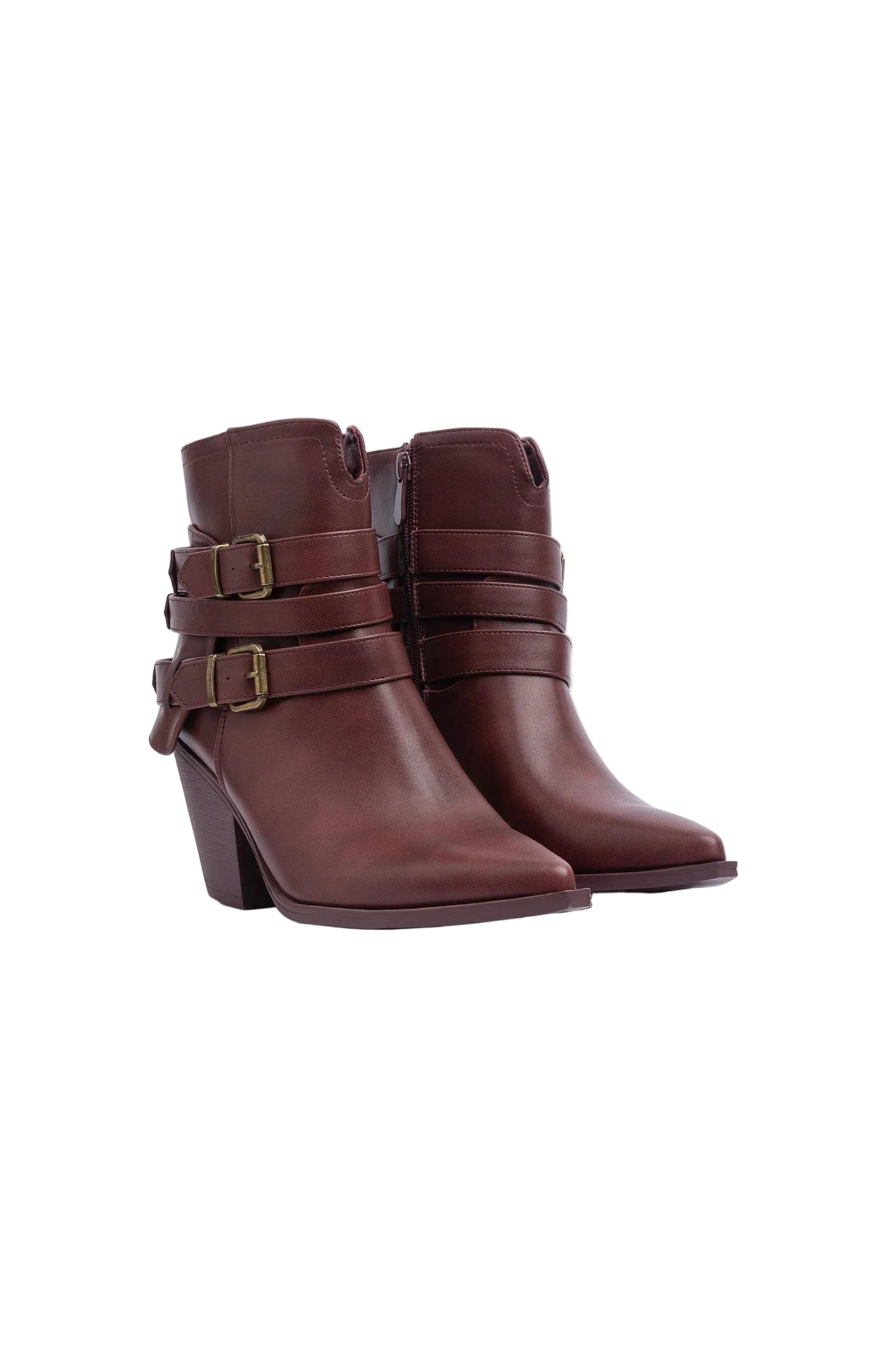 Orion Ringed Half Boots High Quality with Buckle Detail Woman 17726AH9 Burgundy
