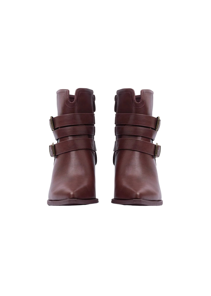 Orion Ringed Half Boots High Quality with Buckle Detail Woman 17726AH9 Burgundy - 6