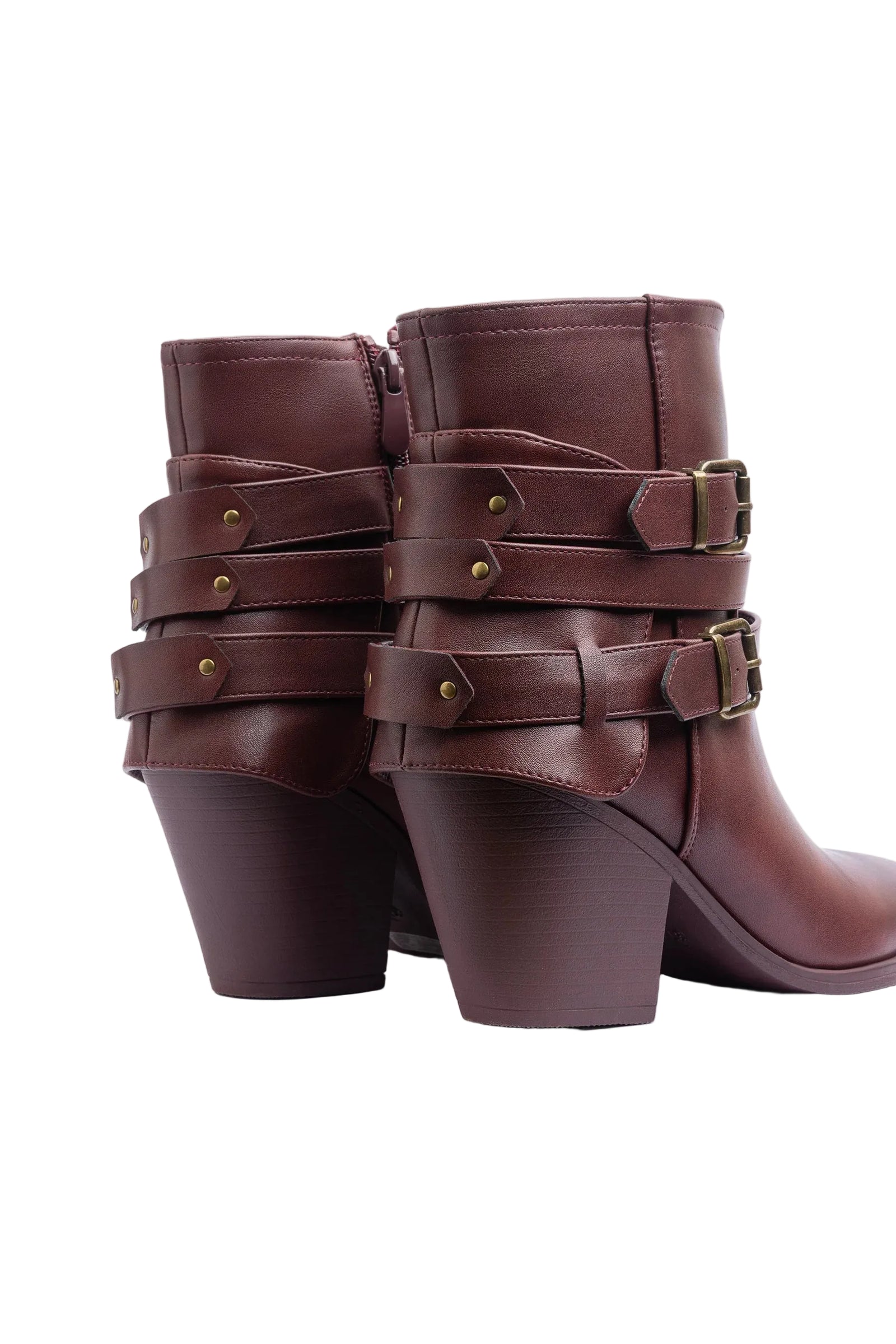 Orion Ringed Half Boots High Quality with Buckle Detail Woman 17726AH9 Burgundy - 5
