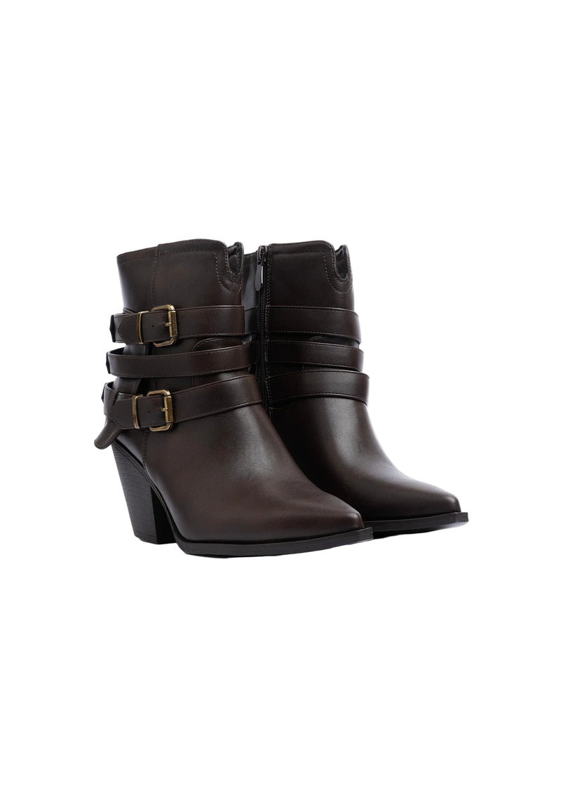 Orion Ringed Half Boots High Quality with Buckle Detail Woman 17726AH9 Coffee - 4