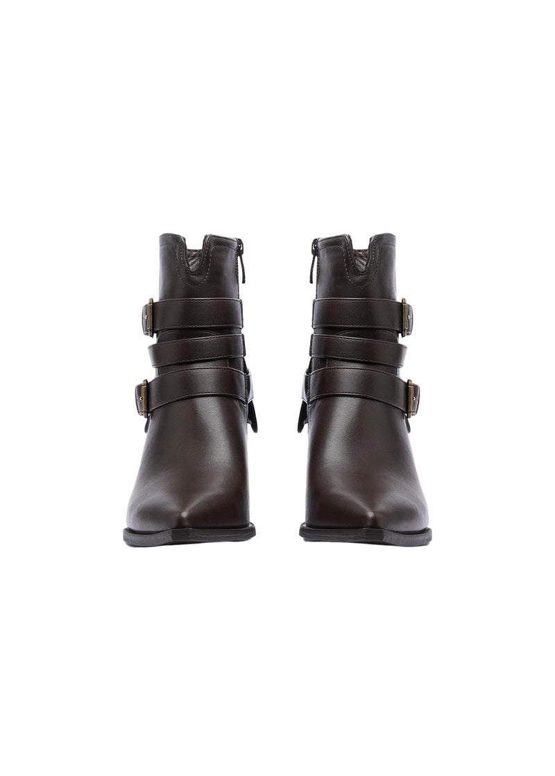 Orion Ringed Half Boots High Quality with Buckle Detail Woman 17726AH9 Coffee - 6