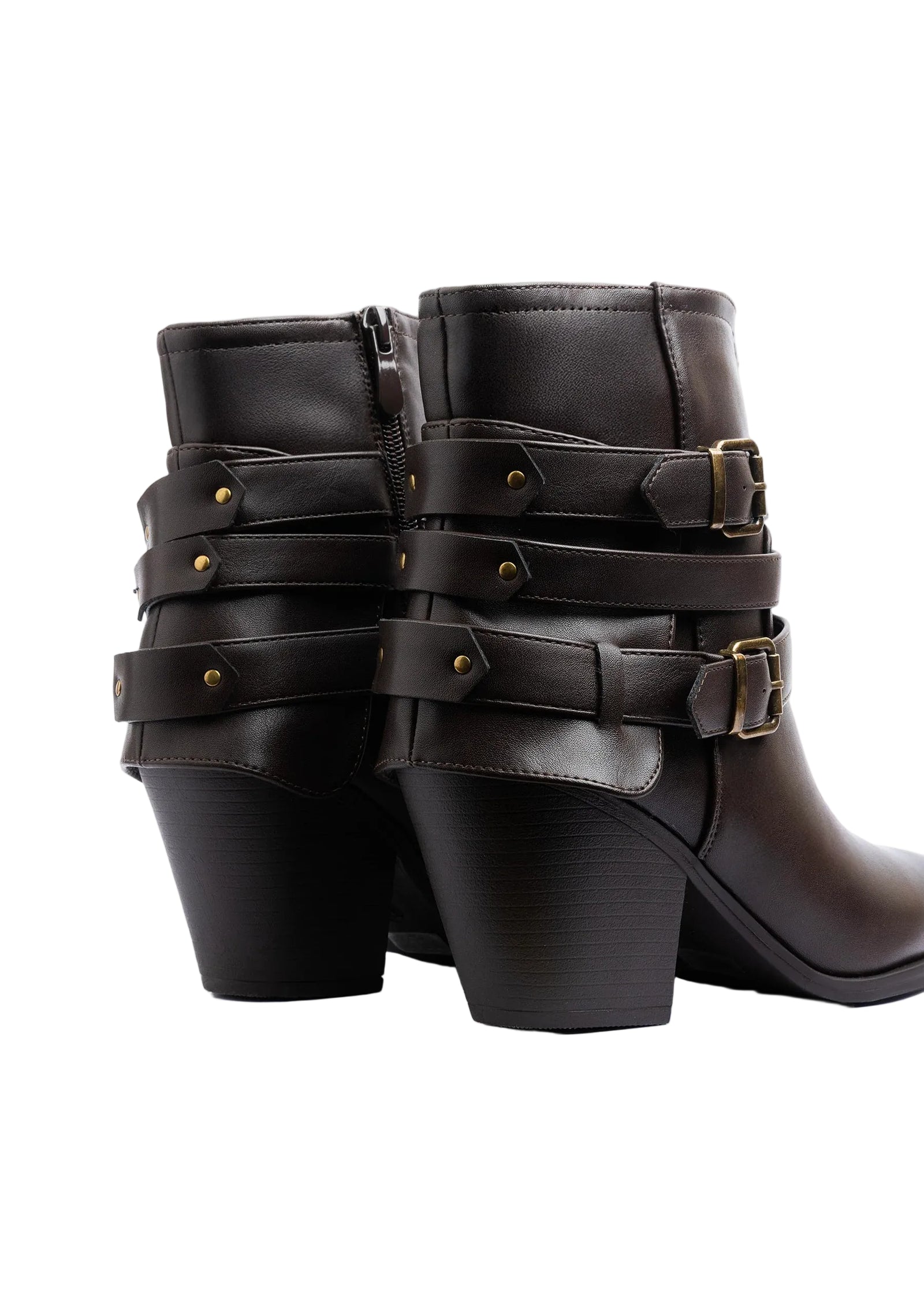 Orion Ringed Half Boots High Quality with Buckle Detail Woman 17726AH9 Coffee - 5