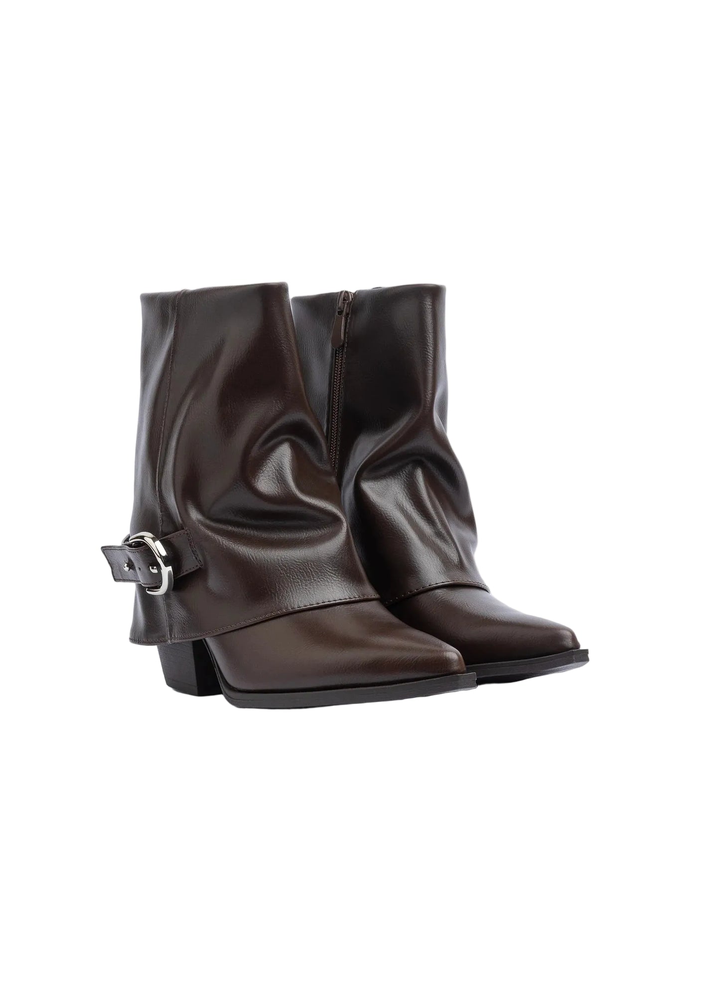 Dial Belt Heel Half Boots High Quality with Buckle Detail Woman 17726AH10 Coffee