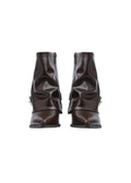 Dial Belt Heel Half Boots High Quality with Buckle Detail Woman 17726AH10 Coffee - 6