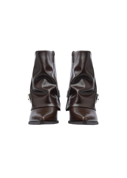 Dial Belt Heel Half Boots High Quality with Buckle Detail Woman 17726AH10 Coffee