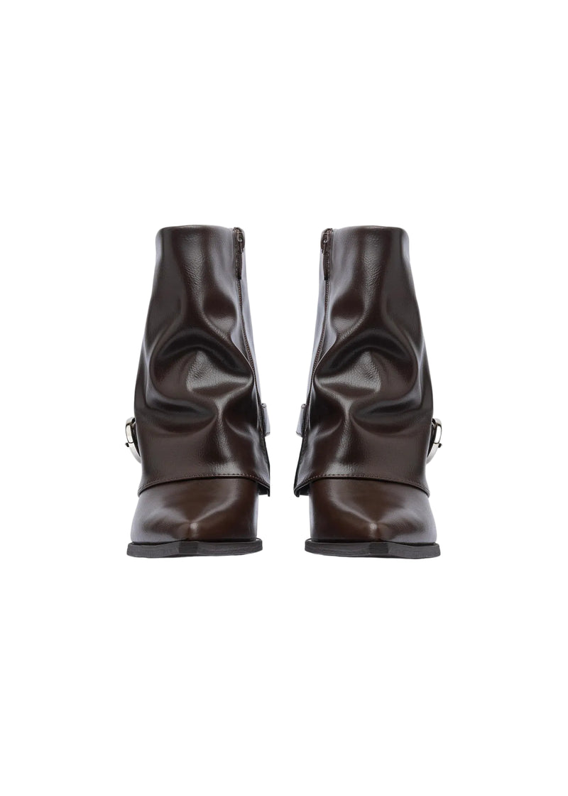 Dial Belt Heel Half Boots High Quality with Buckle Detail Woman 17726AH10 Coffee - 6