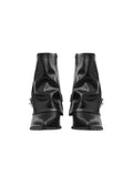Dial Belt Heel Half Boots High Quality with Buckle Detail Woman 17726AH10 Black - 6