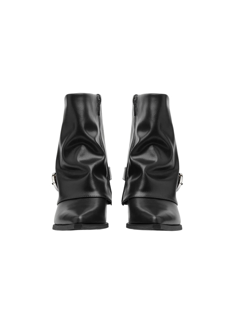Dial Belt Heel Half Boots High Quality with Buckle Detail Woman 17726AH10 Black - 6