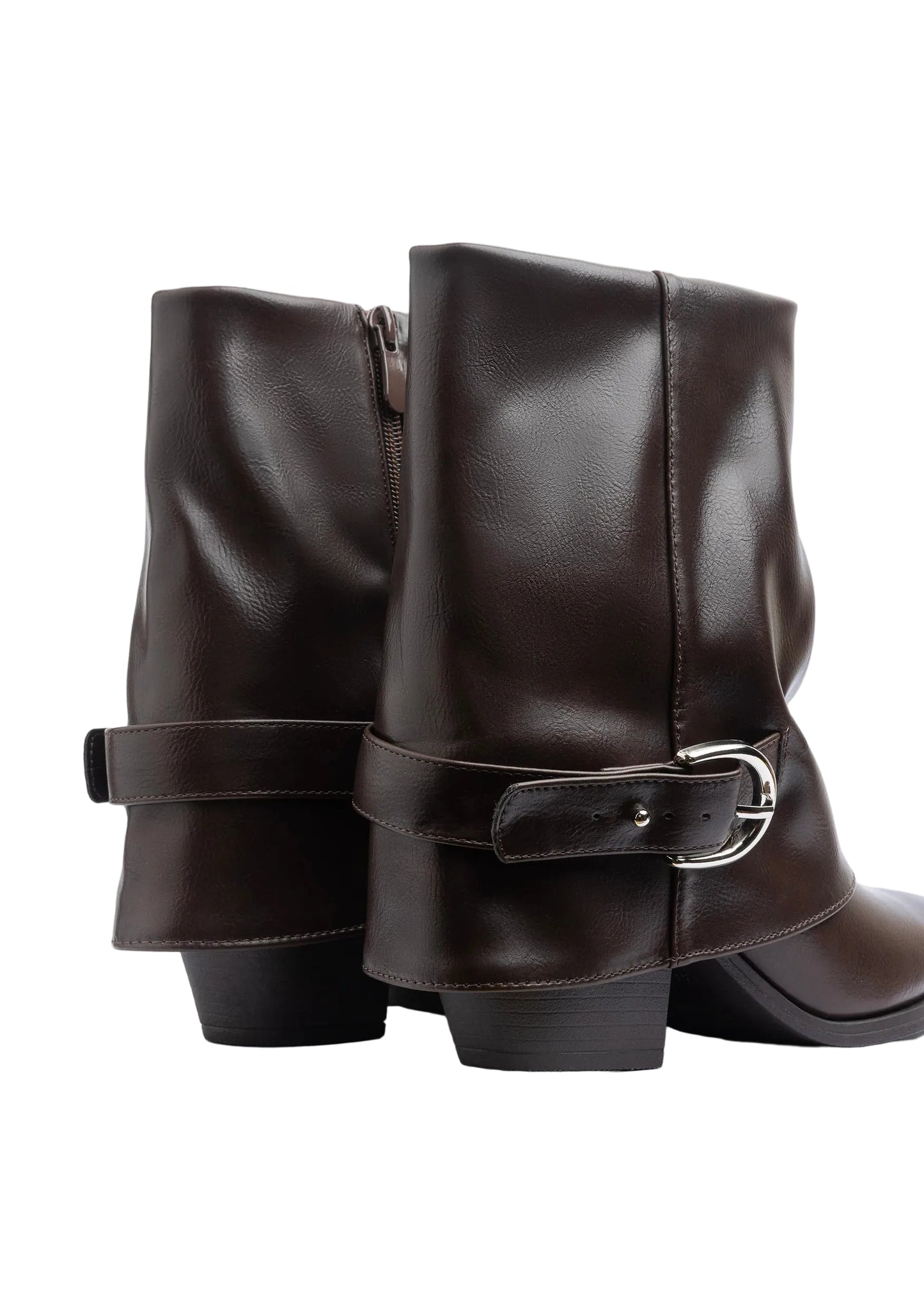 Dial Belt Heel Half Boots High Quality with Buckle Detail Woman 17726AH10 Coffee