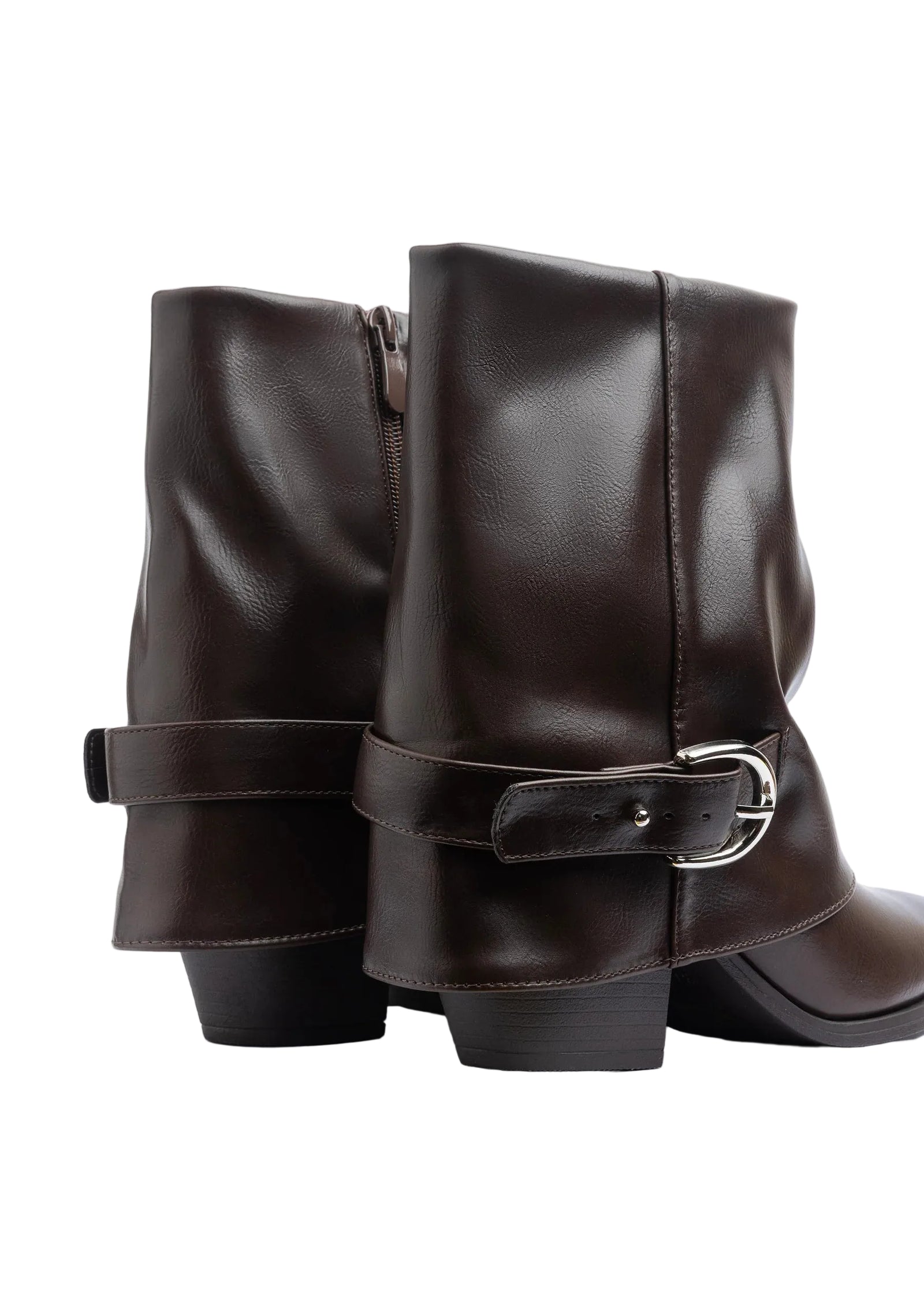 Dial Belt Heel Half Boots High Quality with Buckle Detail Woman 17726AH10 Coffee - 5
