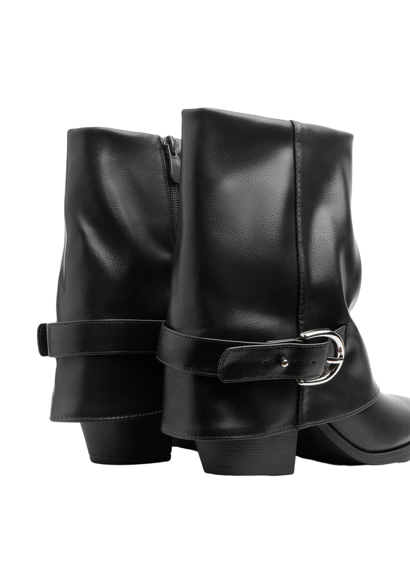 Dial Belt Heel Half Boots High Quality with Buckle Detail Woman 17726AH10 Black - 5