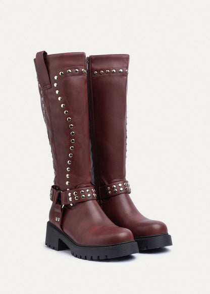 High Quality Design Tan Classic Boots with Detail 12500H025 Maroon