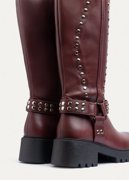 High Quality Design Tan Classic Boots with Detail 12500H025 Maroon