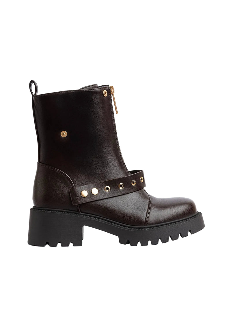 Orion Women's High Quality Half Boot with Zipper 125000H05 Brown - 2