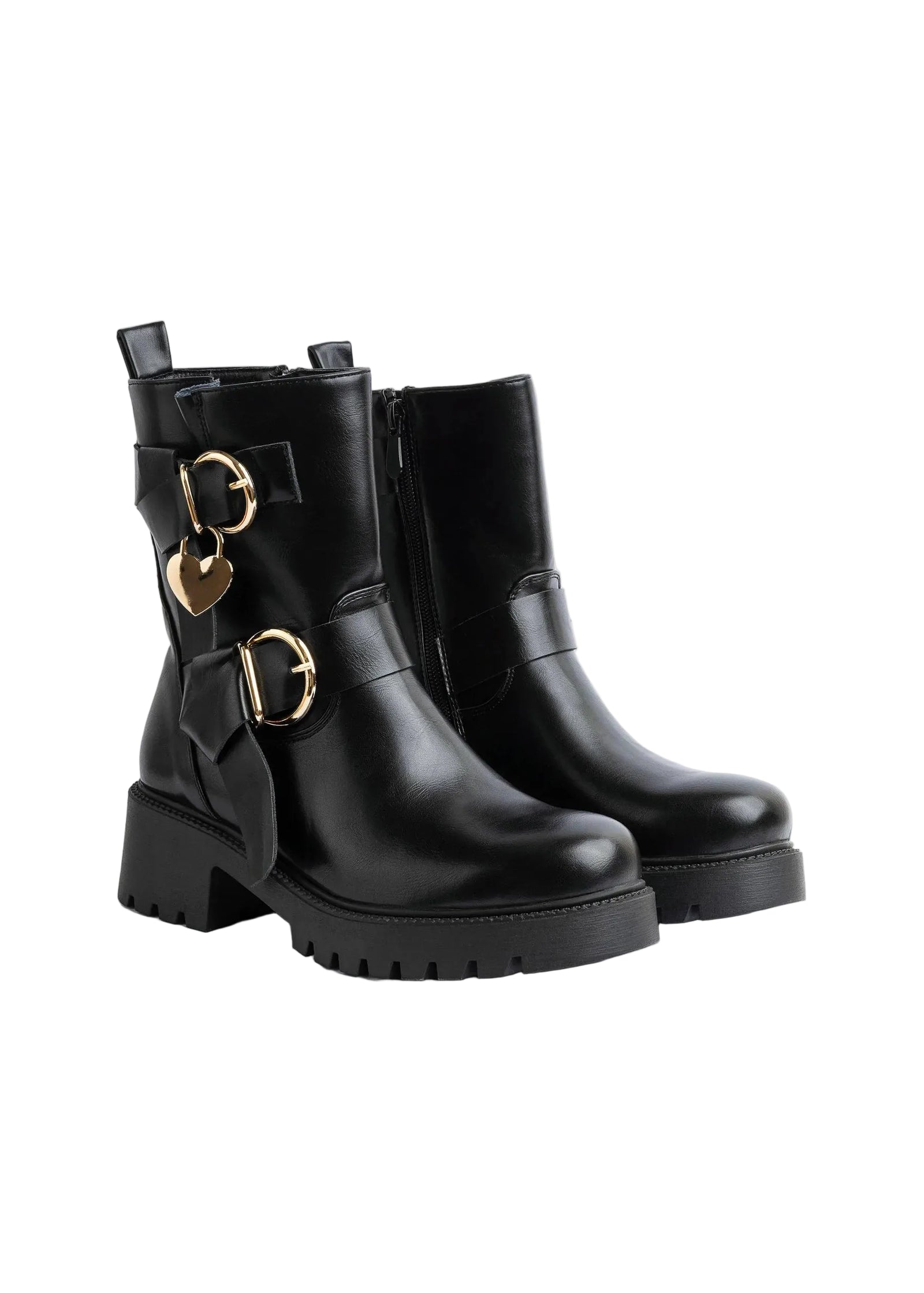 Orion Ringed Heeled Half Boots High Quality with Buckle Detail Woman 12500H022 Black - 4